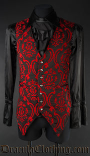 Red Brocade Long Vest