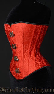 RED BROCADE CLASP OVERBUST