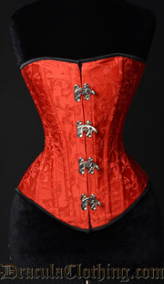 RED BROCADE CLASP OVERBUST