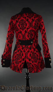 Crimson Brocade Female Pirate Jacket