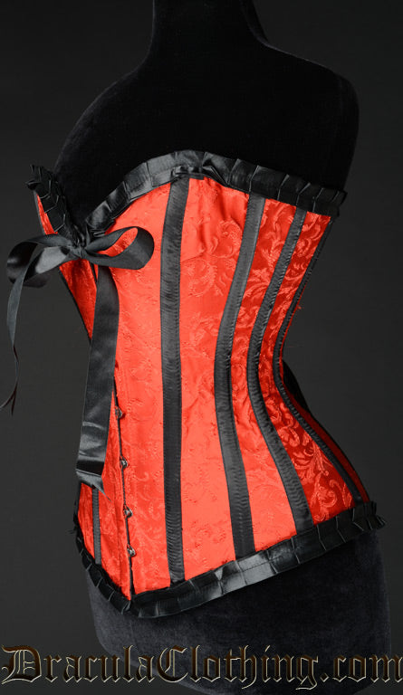 Ashfield Red Turquoise Brocade Overbust Corset main image 0