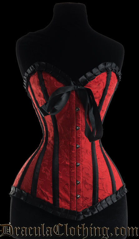 Red Brocade Romantic Overbust