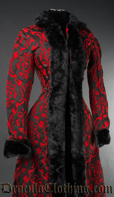 Red Brocade Shieldmaiden Coat