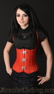 Red Brocade Shoulder Clasp Corset