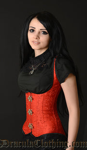 Red Brocade Shoulder Clasp Corset