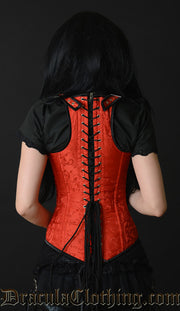 Red Brocade Shoulder Clasp Corset