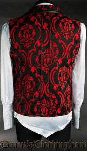 Red Brocade Spiked Vest