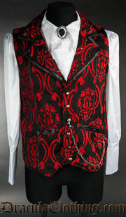 Red Brocade Spiked Vest