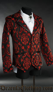 Red Brocade Tesla Jacket