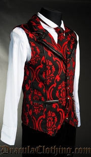 Red Brocade Tesla Vest