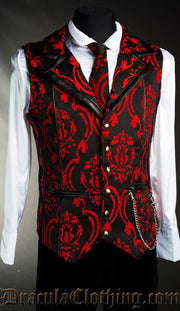 Red Brocade Tesla Vest