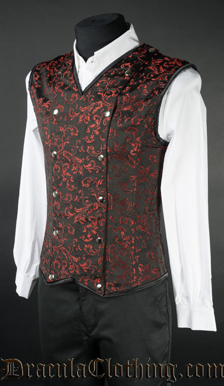 Side view of Men's Red Brocade V-Shaper