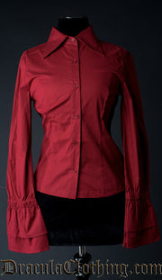 RED COTTON ELEGANT CRAVAT BLOUSE