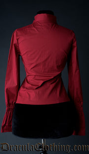 RED COTTON ELEGANT CRAVAT BLOUSE