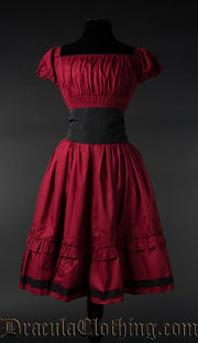 Vestido Gothabilly de algodón rojo