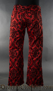 Red Jacquard Boots Pants