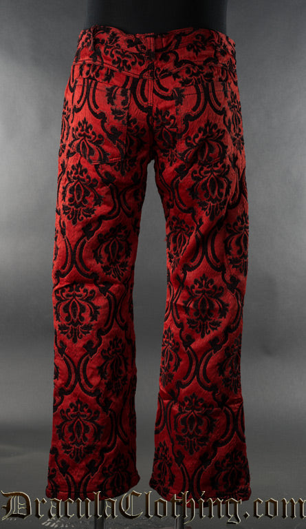 Red Jacquard Boots Pants