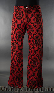 Red Jacquard Boots Pants