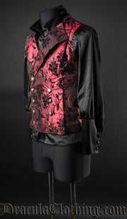 Red Jacquard Double Buttoned Vest