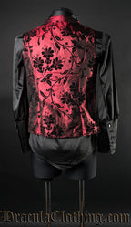 Red Jacquard Double Buttoned Vest