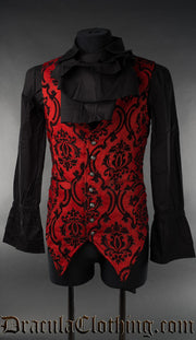 Red Jacquard Long Vest