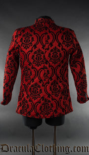 Red Jacquard Nehru Jacket