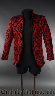 Red Jacquard Nehru Jacket