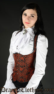 RED JACQUARD SHOULDER CORSET