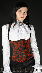 RED JACQUARD SHOULDER CORSET