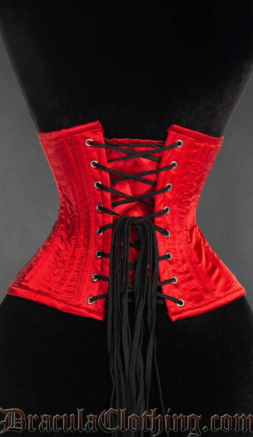 Red Satin Double Boned Waist Cincher