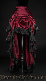 Red Satin Layer Bustle Skirt