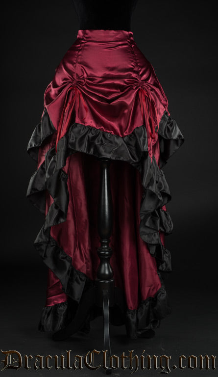 Red Satin Layer Bustle Skirt