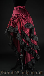 Red Satin Layer Bustle Skirt