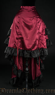 Red Satin Layer Bustle Skirt