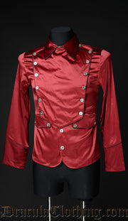 Red Satin Military Shirt