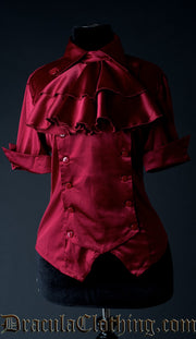 RED SATIN PANEL CRAVAT BLOUSE