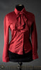 Red Satin Ruffle Blouse