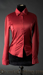 Red Satin Ruffle Blouse