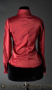 Red Satin Ruffle Blouse