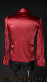 Red Satin Ruffle Shirt