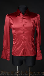 Red Satin Ruffle Shirt