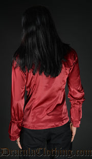 Red Satin Ruffle Shirt