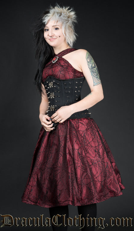 red spider web dress Deep Red 1960s Halloween Spider Web Dress