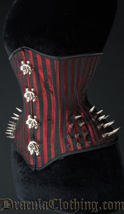 Red Stripes Extreme Waist Clasp Spike Corset