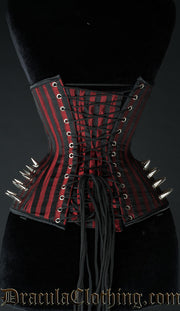 Red Stripes Extreme Waist Clasp Spike Corset