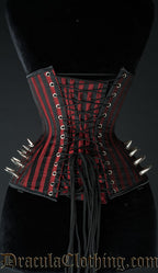 Red Stripes Extreme Waist Clasp Spike Corset