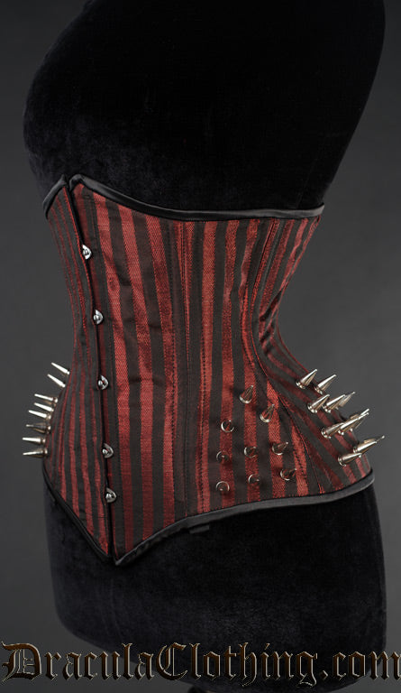 Red Striped Extreme Waist Spike Corset