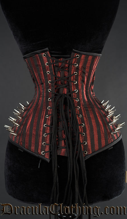 Red Striped Extreme Waist Spike Corset