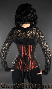 Red Stripes Extreme Waist Clasp Spike Corset