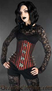 Red Stripes Extreme Waist Clasp Spike Corset